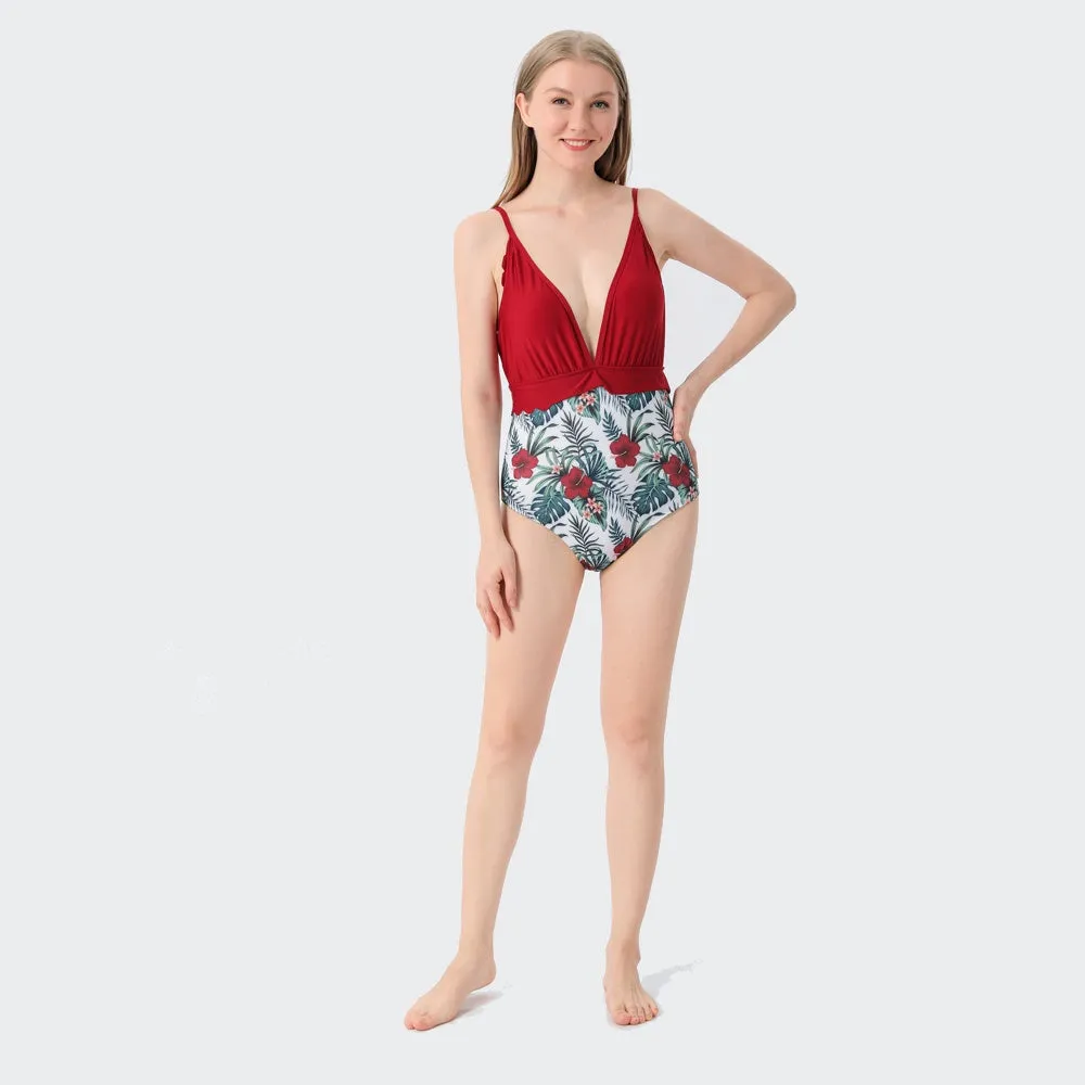 🎉Spring Sale 50% Off - Family Matching Red Flower Printed Swimsuits