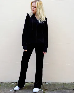Velour Tracksuits With Hoody (Black Color)