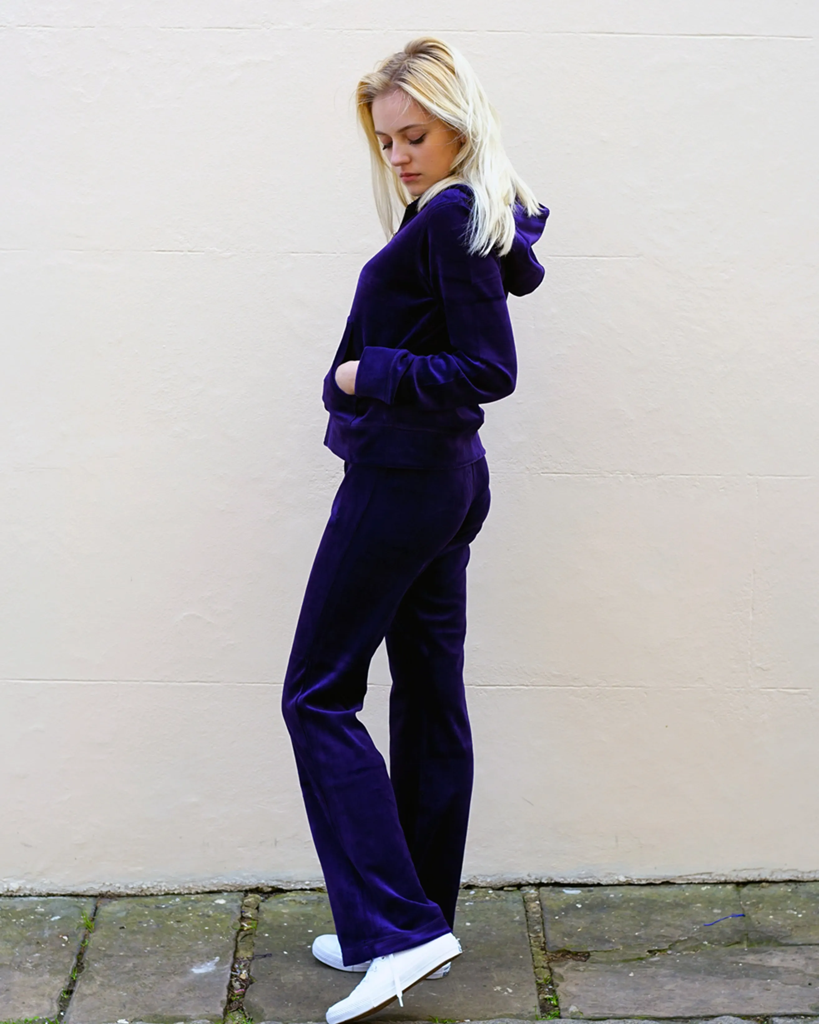 Velour Tracksuits With Hoody (Purple Color)
