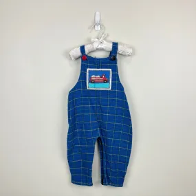 Vintage Mulberry Bush Plaid Firetruck Overalls 12 Months USA
