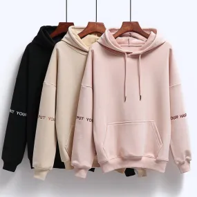 Women Fashion Corduroy Hoodies Female Solid Color Embroidery Hooded Tops Tracksuit Sweatshirt Long Sleeve Casual Sportswear Coat