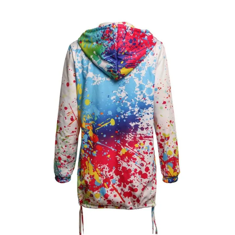 Women's Casual Polyester Hooded Sweatshirt With Print