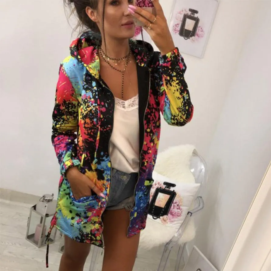 Women's Casual Polyester Hooded Sweatshirt With Print