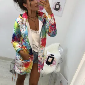Women's Casual Polyester Hooded Sweatshirt With Print