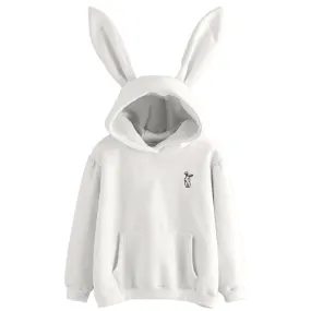 Women's Winter Long-Sleeved Hoodie With Rabbit Ears